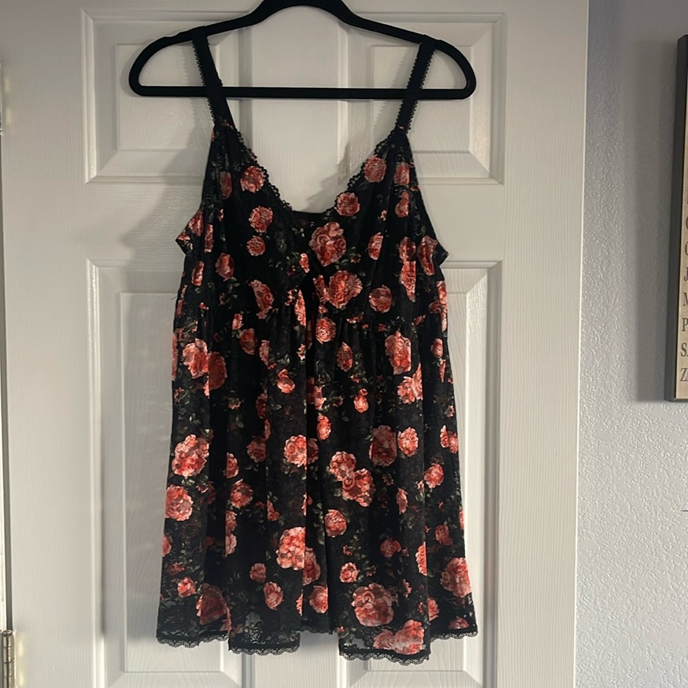 Torrid | Curve Floral Sheer Baby Doll Nightie Tunic Top Sleepwear Size 2
